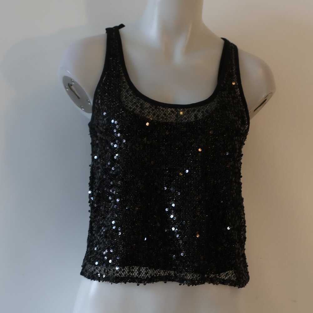 NWT Womens J. Crew Black Sequin Tank Top XS